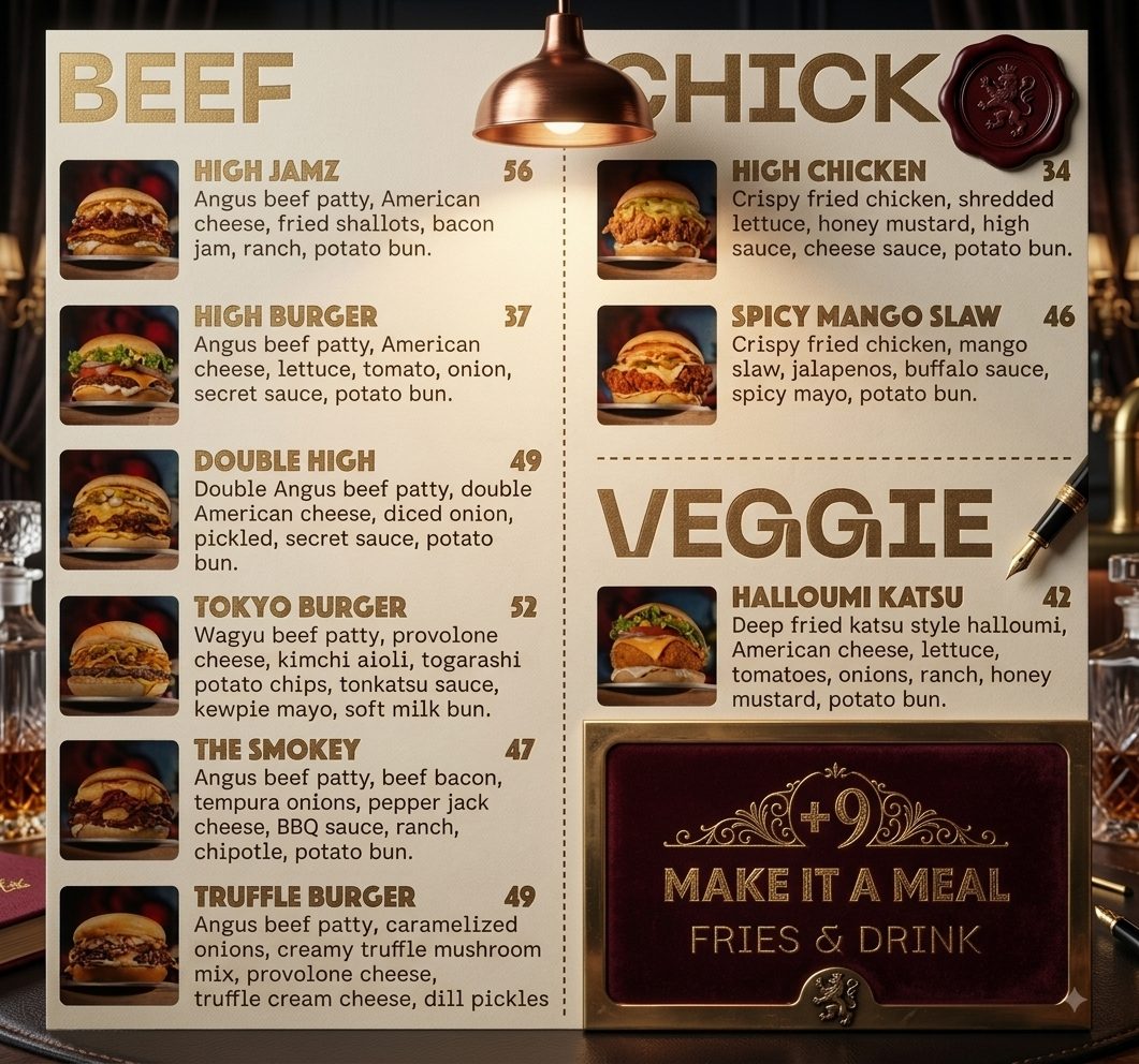 High Joint menu card 2